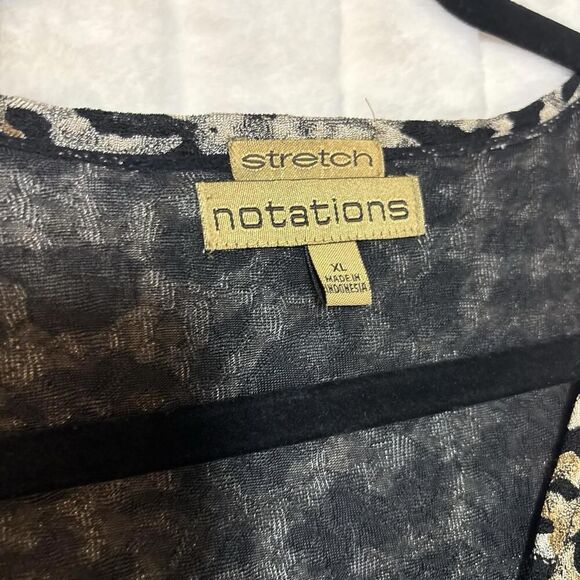 vintage Notations Animal Print Faux Wrap Vintage Blouse Stretch New XL - Picture 6 of 8